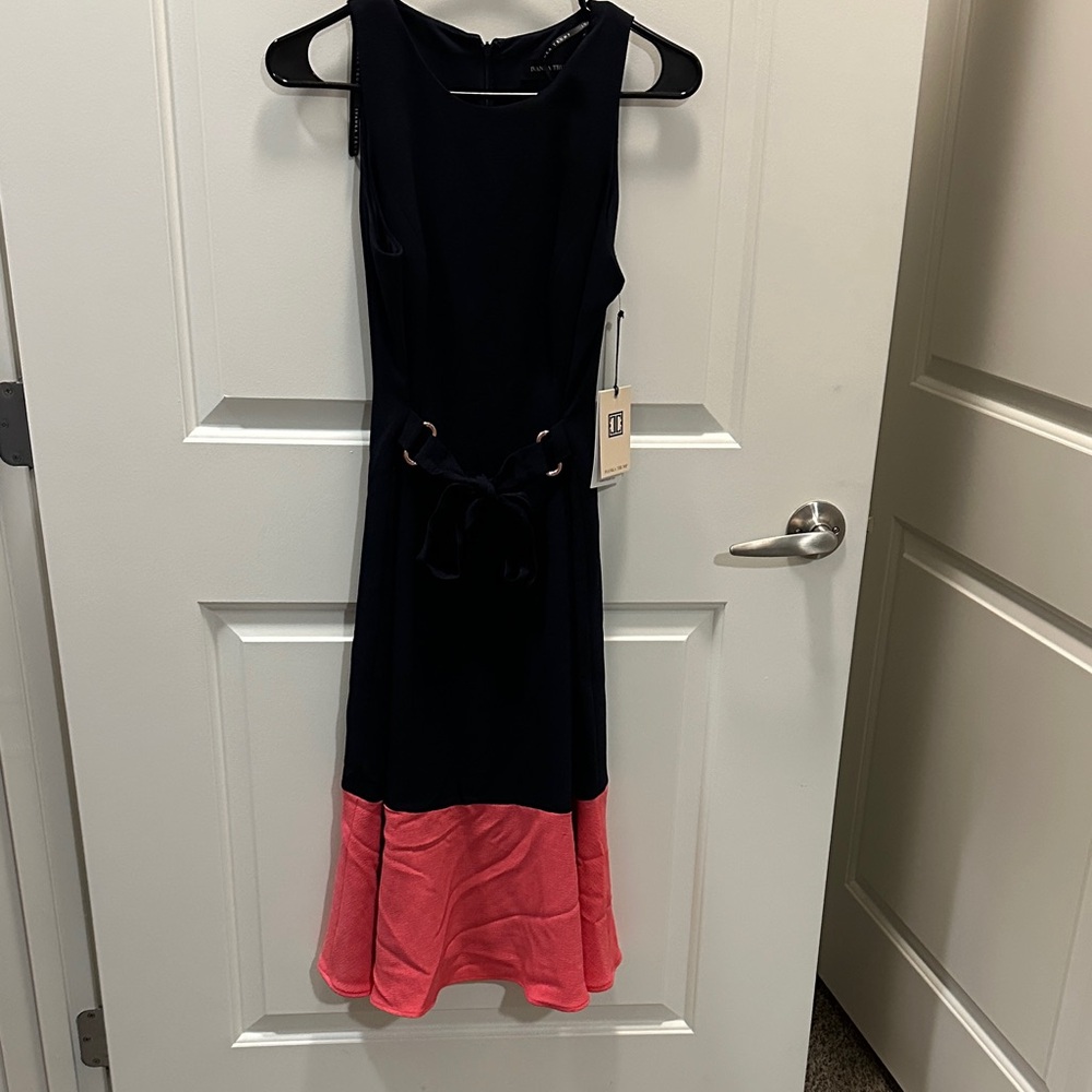 Ivanka Trump Black and Pink Midi Dress